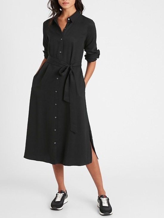 Banana Republic Dresses & Skirts - Banana Republic Tencel Black Button Shirt Dress
